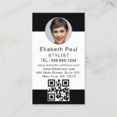 Luxurious Black and White hair stylist 3 photo Visitenkarte (Rückseite)