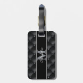 luxurious black design monogramed personalized gepäckanhänger (Rückseite vertikal)