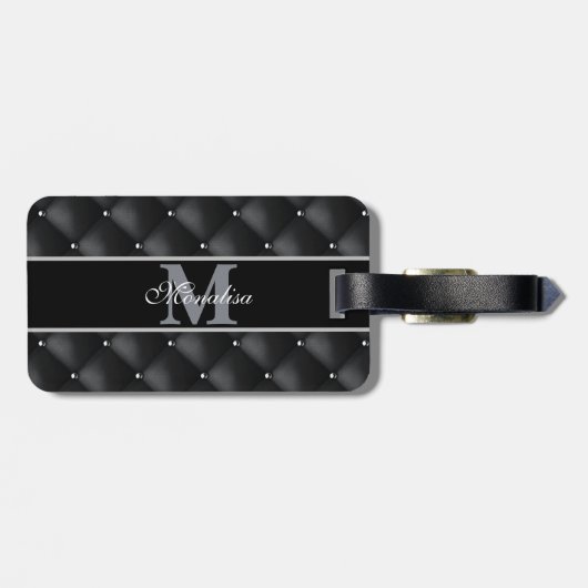 luxurious black design monogramed personalized gepäckanhänger (Rückseite horizontal)