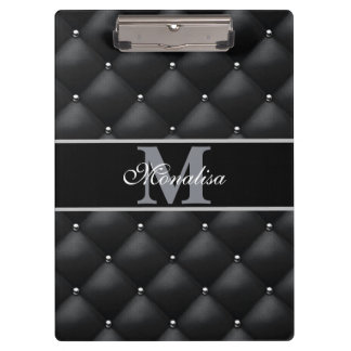 luxurious black design monogramed personalized klemmbrett