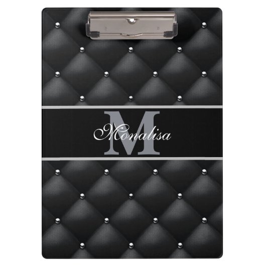 luxurious black design monogramed personalized klemmbrett (Vorderseite)