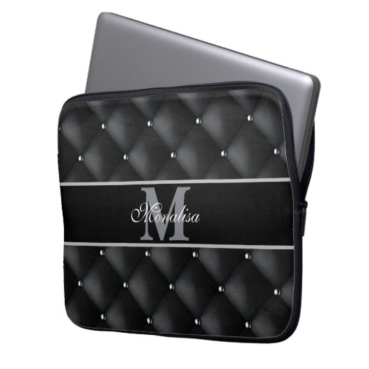 luxurious black design monogramed personalized laptopschutzhülle (Vorderseite Links)