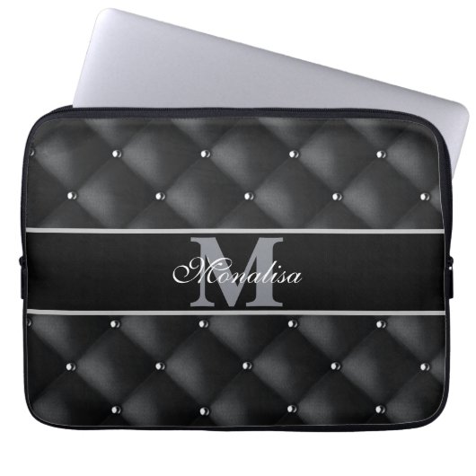 luxurious black design monogramed personalized laptopschutzhülle (Vorderseite)