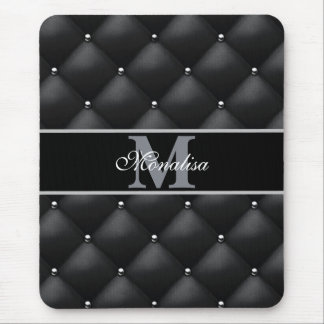 luxurious black design monogramed personalized mousepad