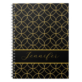 Luxurious Black & Gold Circles Personalized Notizblock