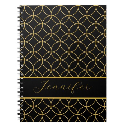Luxurious Black & Gold Circles Personalized Notizblock (Vorderseite)