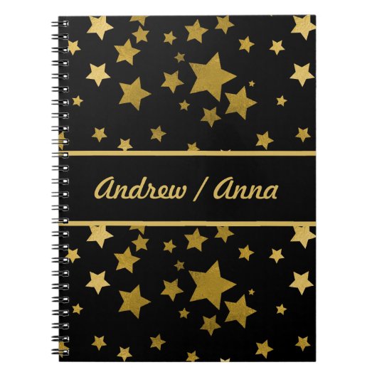 Luxurious Black & Gold Star Personalized Notizblock (Vorderseite)