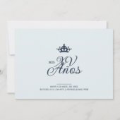 Luxurious Blue Oval Frame Charming Quinceañera Einladung (Rückseite)