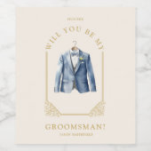 Luxurious Blue Suit Ornamental Dome Arch Effect Weinetikett (Einzelnes Label)