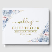 Luxurious Blue, White & Gold Wedding  Gästebuch (Vorderseite)