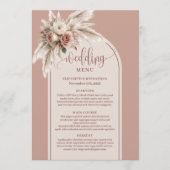 Luxurious Boho Dusty Rose Pampas Floral Wedding Menükarte (Vorderseite)