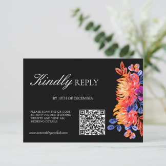 Luxurious Classy Elegant Watercolor Flowers weddin RSVP Karte