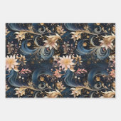 Luxurious Dark Blue Botanical Garden Geschenkpapier Set (Vorderseite)