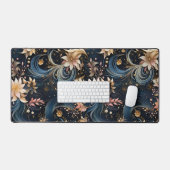 Luxurious Dark Blue Botanical Garden Schreibtischunterlage (Tastatur & Maus)