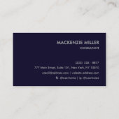 Luxurious Deep Navy Blue Monochrome Business Card Visitenkarte (Rückseite)