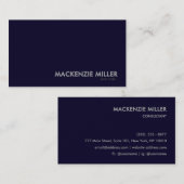 Luxurious Deep Navy Blue Monochrome Business Card Visitenkarte (Vorne/Hinten)