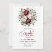 Luxurious Deep Red Gold Bridal Shower Invitation Einladung (Vorderseite)