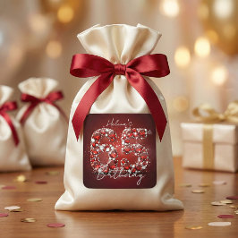 Luxurious Elegant Ruby Red Diamonds 65th Birthday Quadratischer Aufkleber