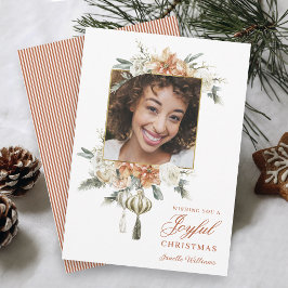 Luxurious Feminine Floral Photo Holiday Card Feiertagskarte