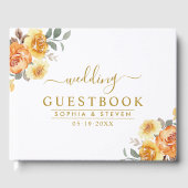 Luxurious Floral Wedding with Orange Flowers Gästebuch (Vorderseite)