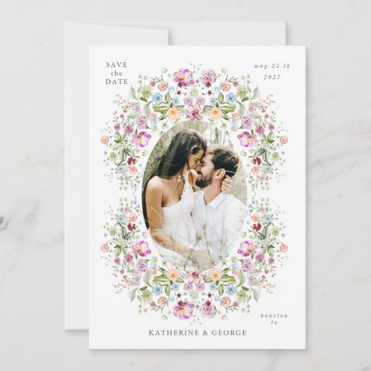 Luxurious Garden Floral Save the Date (Vorderseite)