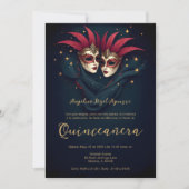 Luxurious Glam Venetian Mask Quinceañera Party Einladung (Vorderseite)