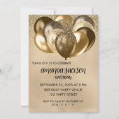 Luxurious Gold Balloons General Birthday Invite Einladung (Vorderseite)