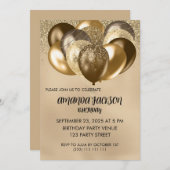 Luxurious Gold Balloons General Birthday Invite Einladung (Vorne/Hinten)