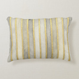 Luxurious, Gold Beigi Grey Stripes,Elegant, Modern Dekokissen