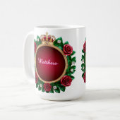 Luxurious Gold Crown Frame Adorned With Roses Kaffeetasse (Vorderseite Links)