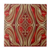 Luxurious Gold Diamond Motif on Red Pattern Fliese (Vorderseite)