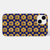 Luxurious Gold Floral Pattern, Royal Blue Elegant Case-Mate iPhone Hülle (Rückseite (Horizontal))