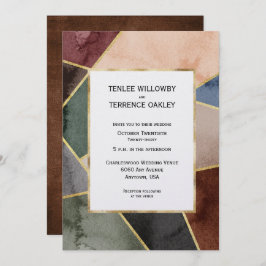 Luxurious Gold Geometric Blue Brown Green Einladung