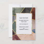 Luxurious Gold Geometric Blue Green Brown Wedding Save The Date (Vorderseite)