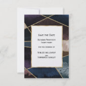 Luxurious Gold Geometric Blue Purple Brown Wedding Save The Date (Vorderseite)