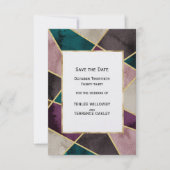 Luxurious Gold Geometric Green Purple Wedding Save The Date (Vorderseite)