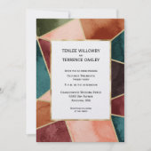 Luxurious Gold Geometric Purple Rust Teal Wedding Einladung (Vorderseite)