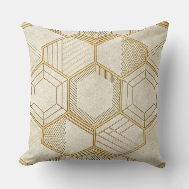 Luxurious Gold Hexagon Pattern - Marble Texture 2 Kissen (Vorderseite)
