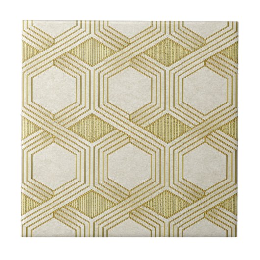 Luxurious Gold Hexagon Pattern - Marble Texture Fliese (Vorderseite)