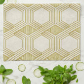 Luxurious Gold Hexagon Pattern - Marble Texture Geschirrtuch (Gefaltet)