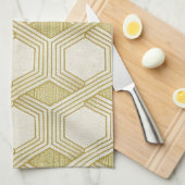Luxurious Gold Hexagon Pattern - Marble Texture Geschirrtuch (Viertel Falte)
