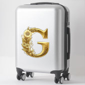 Luxurious Gold Letter G with Floral Daisies Design Aufkleber (Koffer)