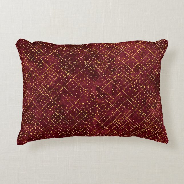 Luxurious Gold Maroon Pixels , Elegant, Modern Dekokissen (Vorderseite)