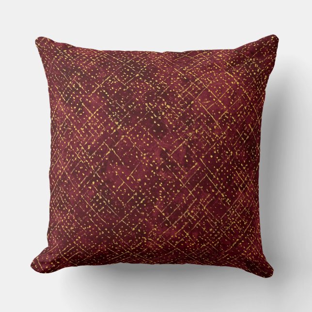 Luxurious Gold Maroon Pixels , Elegant, Modern Kissen (Vorderseite)