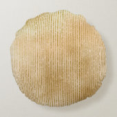 Luxurious Gold Stripes, Modern, Elegant Rundes Kissen (Rückseite)