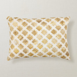 Luxurious, Gold White Lattice Pattern, Crisscross Dekokissen