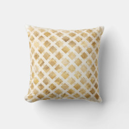 Luxurious, Gold White Lattice Pattern, Crisscross Kissen