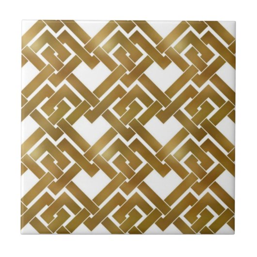 Luxurious Golden Interlocking Geometric Seamless P Fliese (Vorderseite)