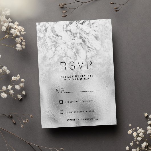 Luxurious gray white silver marble RSVP Einladung