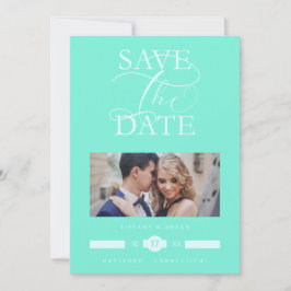 Luxurious Iconic Light Blue Photo Exquisite Script Save The Date